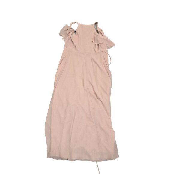 Lulus listeing blush Pink Wrap Maxi Dress With Ruffle Sleeves & V-Neckline Sz S - Picture 5 of 9